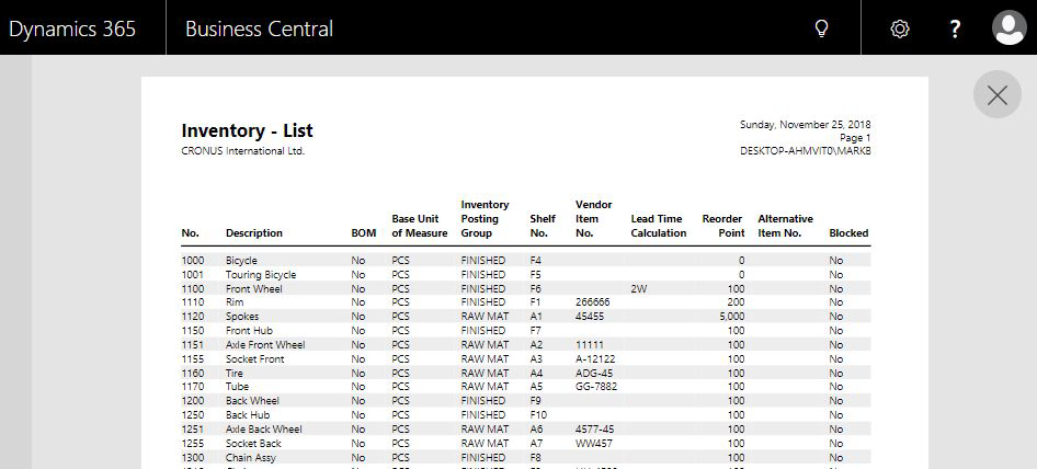 Inventory - List